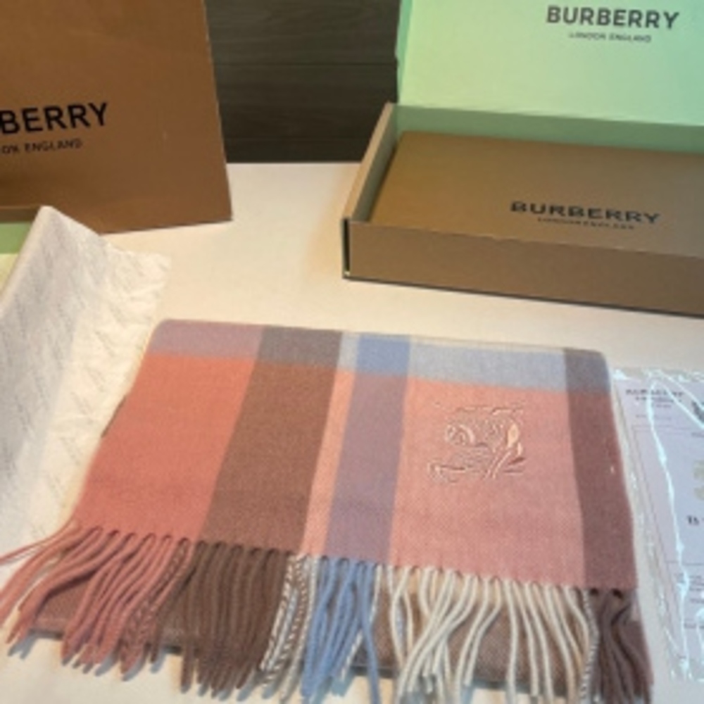 🌸Burberry⋆Dusty Pink Check Cashmere Scarf｜No Box